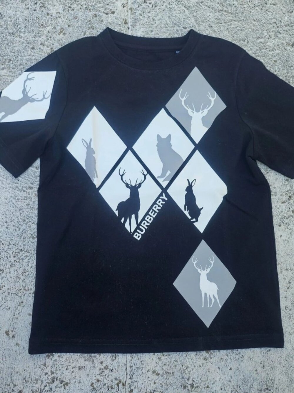 Burberry Kid Boys Tee Crew Neck Black Short Sleeve T shirt Top Size